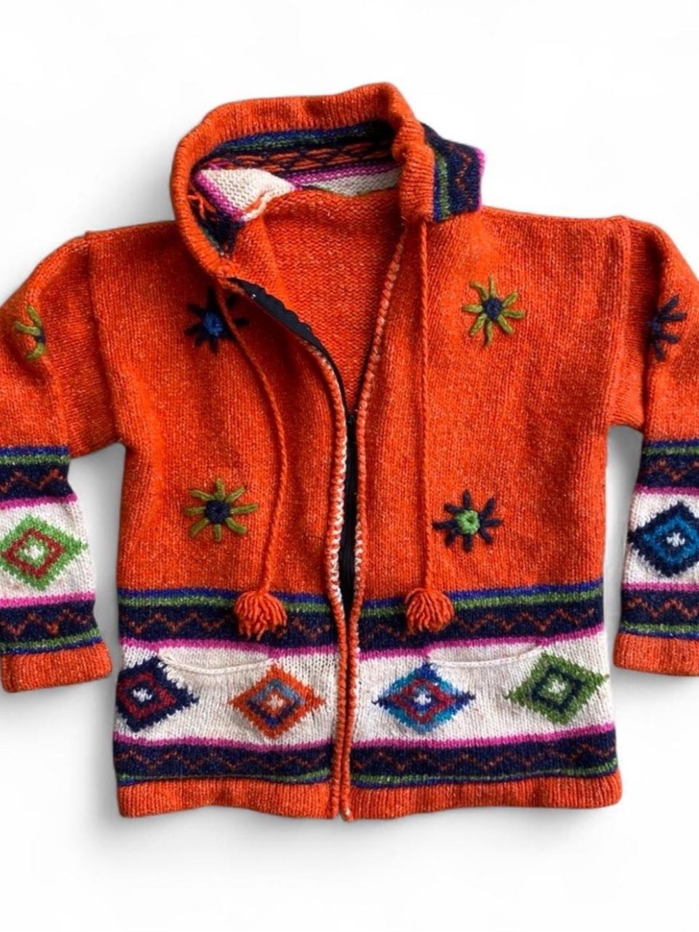 Women’s Vintage Ecuadorian Hand Knit Wool Jacket - Picture 3 of 6